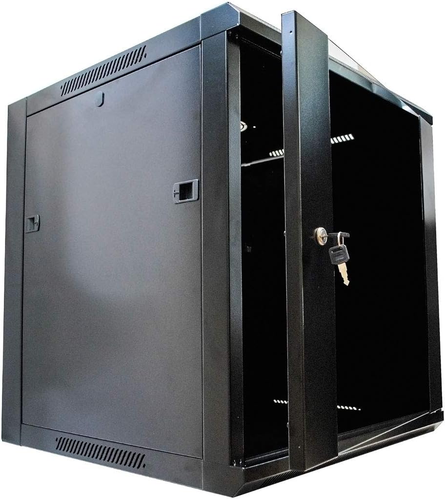 12U IT Wall Mount Cabinet 19-inch Server Network Rack Cabinet Rack Vented Enclosure Glass Locking Door 23.6 inches Depth