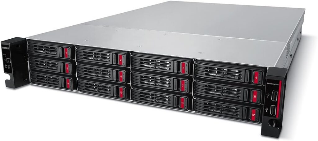 BUFFALO TeraStation 51220RH Rackmount NAS 32TB (4x8TB) with HDD NAS Hard Drives Included 10GbE / 12 Bay/RAID/iSCSI/Storage Server/NAS Server/NAS Storage/Network Storage/File Server