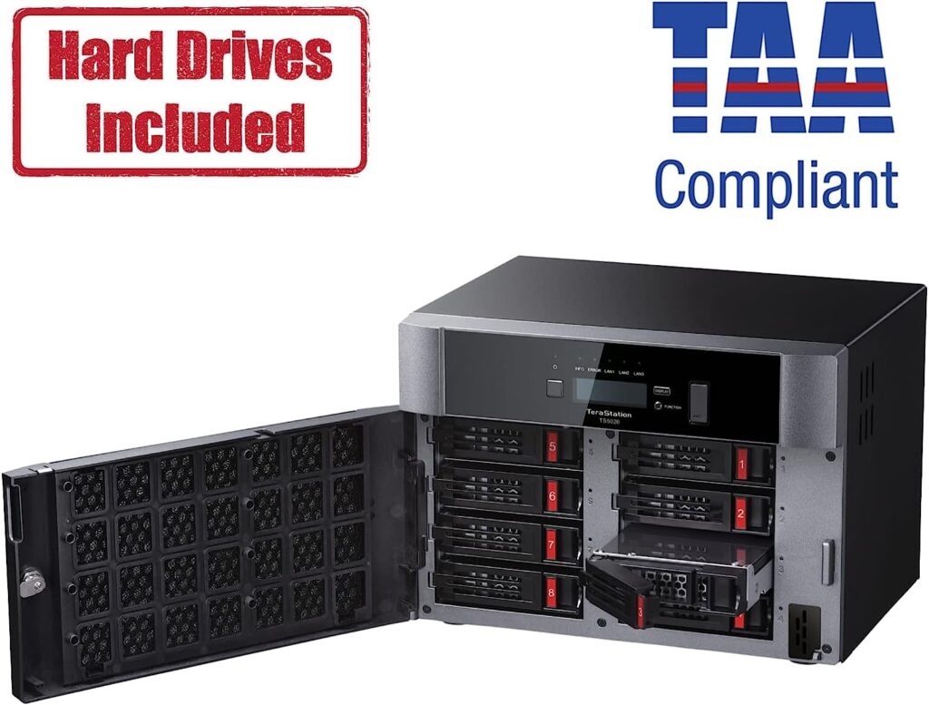 BUFFALO TeraStation 5820DN Desktop NAS 64TB (8x8TB) with HDD NAS Hard Drives Included 10GbE / 8 Bay/RAID/iSCSI/NAS/Storage Server/NAS Server/NAS Storage/Network Storage/File Server