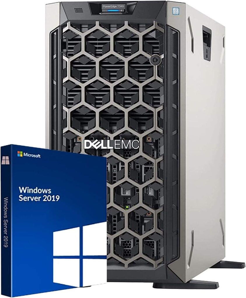 Dell PowerEdge T340 Tower Server, Windows 2019 STD OS, Intel Xeon E-2124 Quad-Core 3.3GHz 8MB, 32GB DDR4 RAM, 8TB Storage, RAID, Single PSU (Renewed)