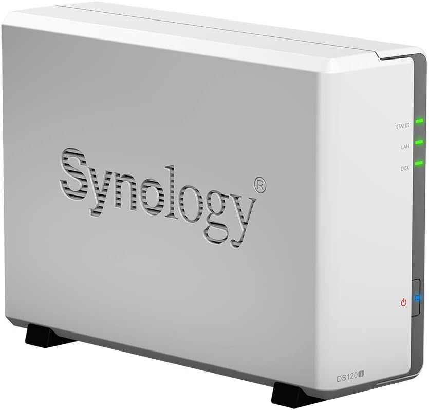 Synology DiskStation DS120j NAS Server with Armada 800MHz CPU, 512MB Memory, 1TB SSD Storage, 1 x 1GbE LAN Port, DSM Operating System