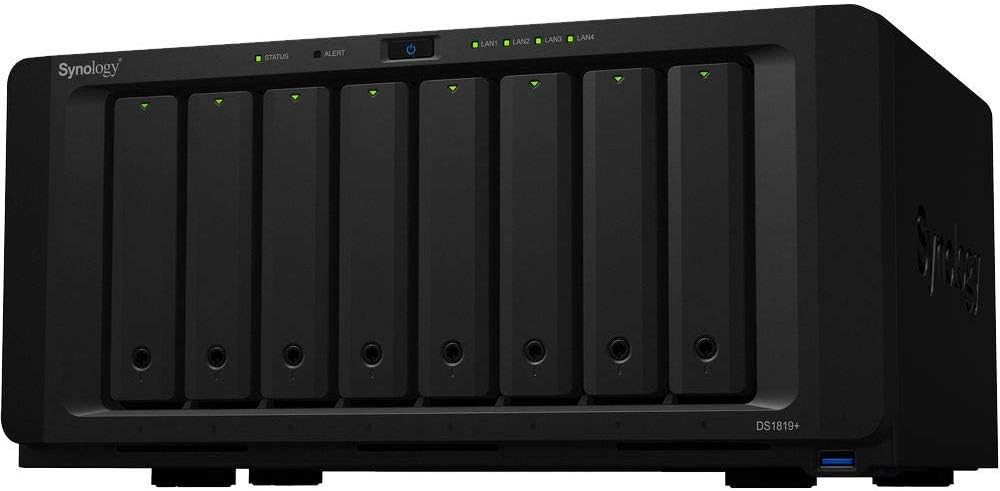 Synology DiskStation DS1819+ iSCSI NAS Server with Intel Atom 2.1GHz CPU, 16GB Memory, 32TB HDD Storage, DSM Operating System