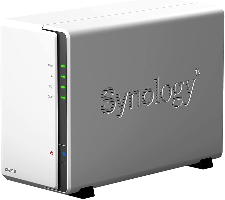 Synology DiskStation DS220j NAS Server for Business with Quad Core CPU, 512MB Memory, 8TB HDD Storage, DSM Operating System