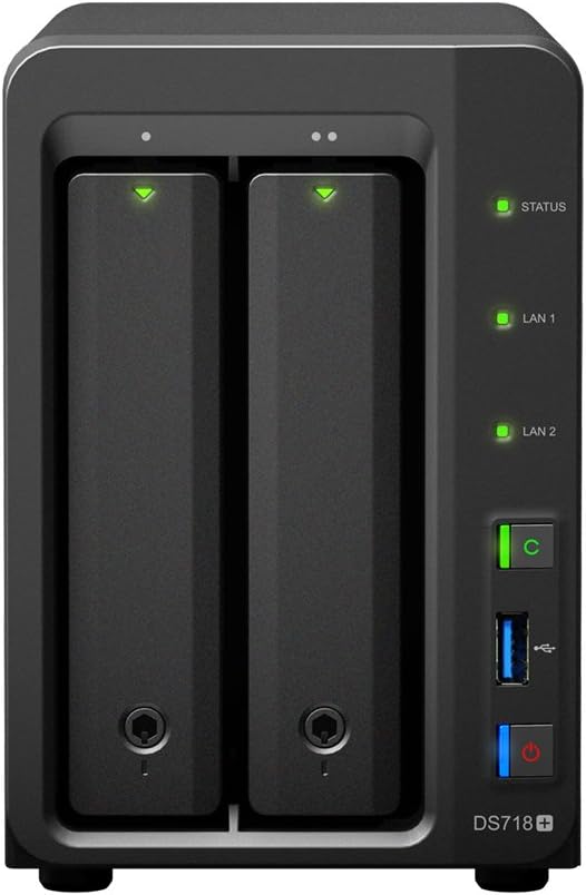 Synology DiskStation DS718+ NAS Server for Business with Intel Celeron CPU, 6GB Memory, 2TB SSD Storage, Synology DSM Operating System
