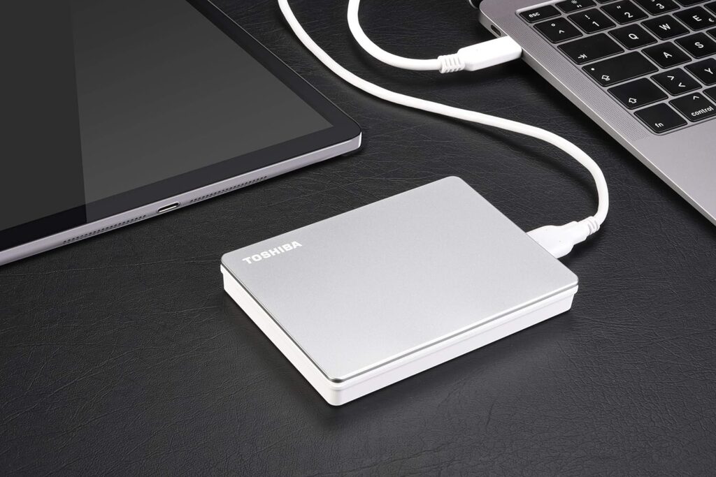 Toshiba Canvio Flex 4TB Portable External Hard Drive USB-C USB 3.0, Silver for PC, Mac,  Tablet - HDTX140XSCCA