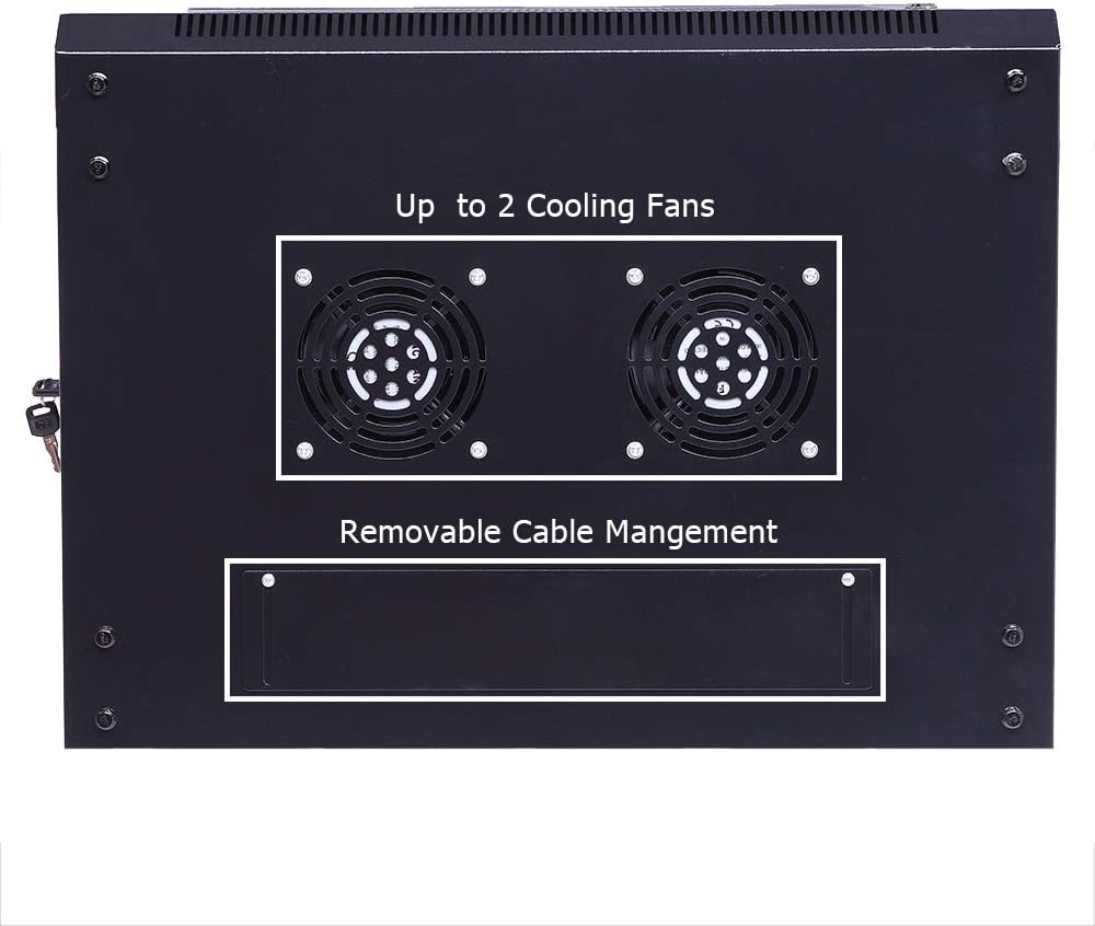 TUFFIOM 12U Casters Network Enclosure, 19 Inch Consumer Series Server Equipment Rack, Computer Date IT Network Cabinet Include 3 Side Panel Locks, Cooling Fan, No Assembly Required