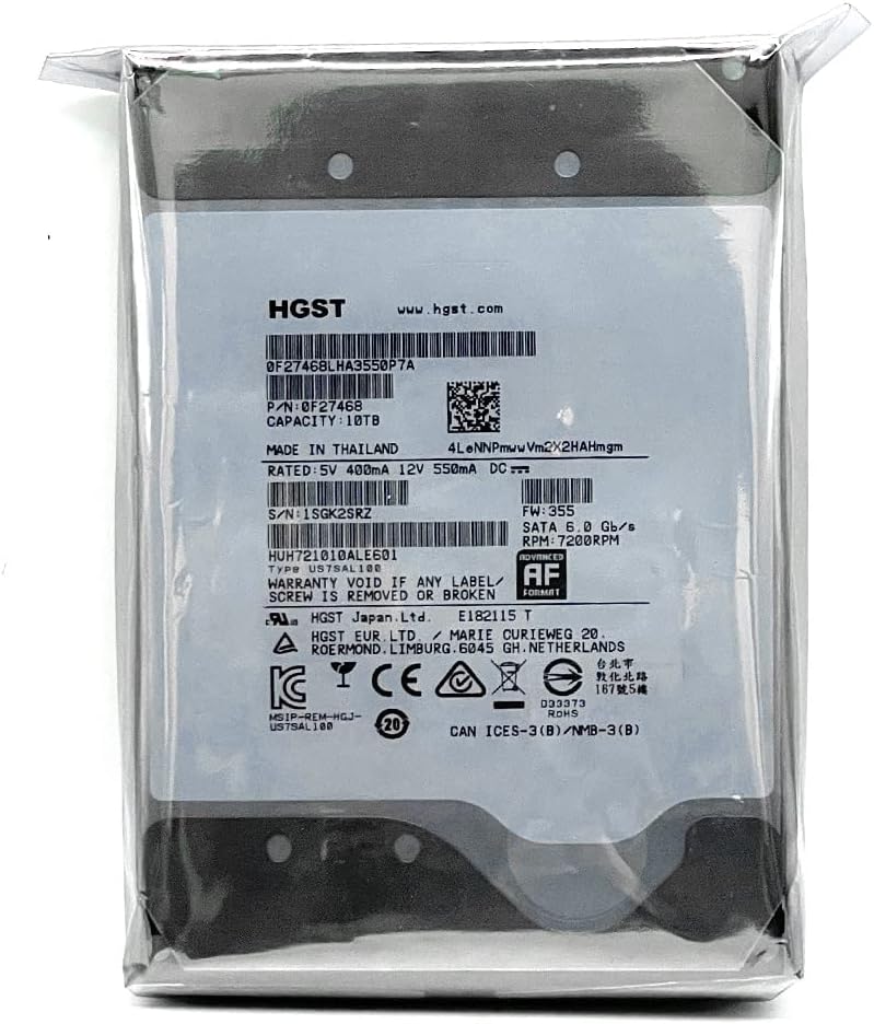 HGST WD Ultrastar DC HC510 10TB 7200RPM SATA 6Gb/s 3.5 SED Hard Drive - HUH721010ALE601 (0F27605) (Renewed)