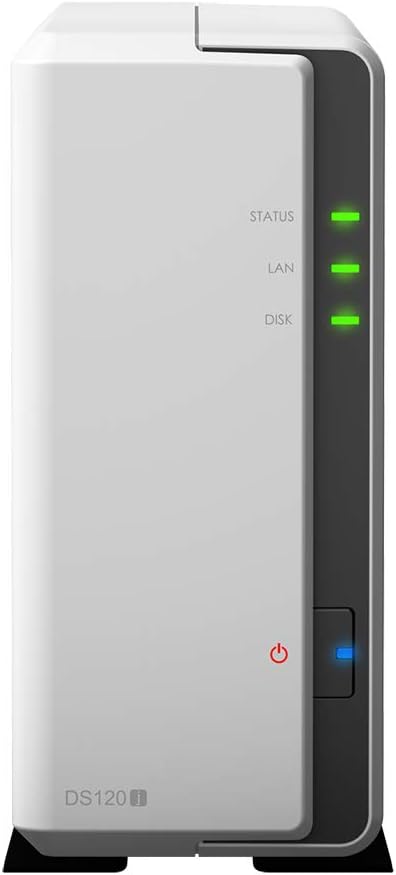 Synology DiskStation DS120j NAS Server with Armada 800MHz CPU, 512MB Memory, 18TB HDD Storage, 1 x 1GbE LAN Port, DSM Operating System