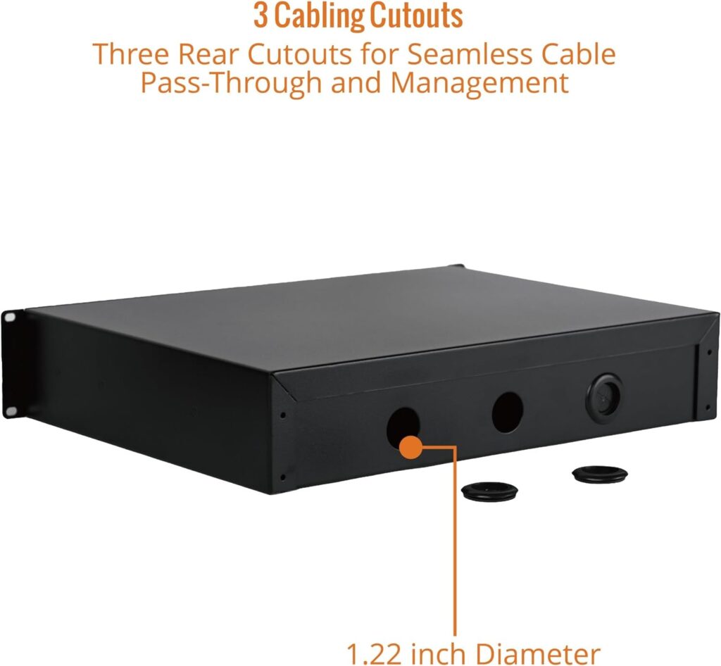 Tecmojo 2U Locking Rack Mount Drawer - 22lb (10 kg) Secure Lockable Steel Storage Rack Drawer for 19 Network Equipment/Server/AV Rack or Cabinet Enclosure 1U/2U/3U/4U/6U (2U)