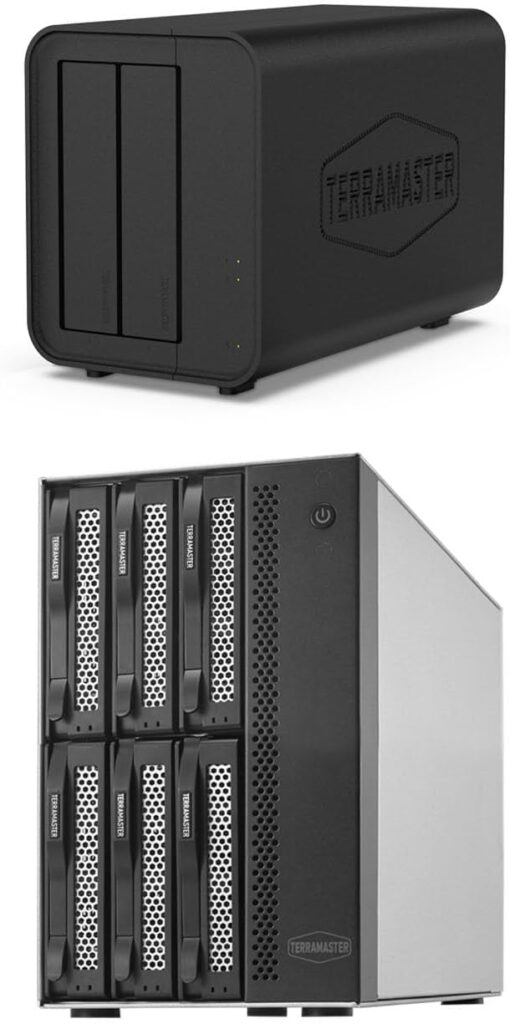 TERRAMASTER F2-212 2Bay NAS Server + D6-320 6Bay USB 3.2 Storage 10Gbps External Enclosure HDD Dock 6Bay, Expand The Capacity of Network Attached Storage NAS Server