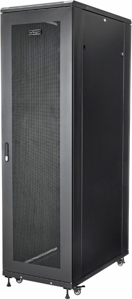 StarTech.com 4-Post 42U Server Rack Cabinet, 19 Data Rack Cabinet for IT Equipment Mount, Full Size Network Cabinet Storage