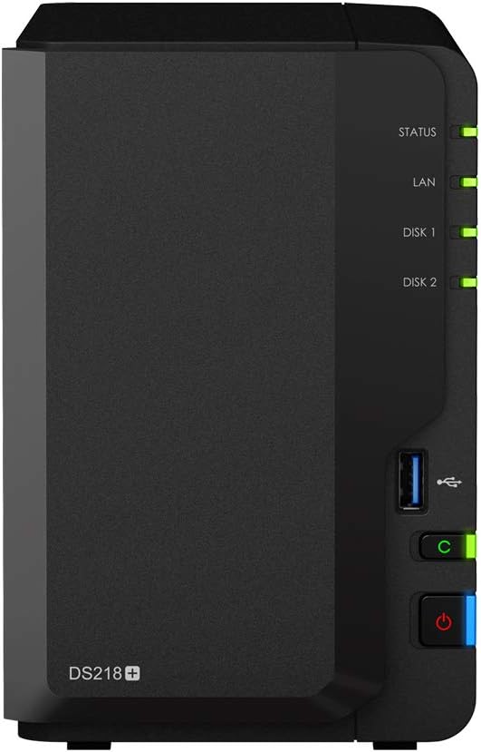 Synology DiskStation DS218+ Mini Desktop NAS Server, Intel Celeron J3355 Dual-Core, 6GB DDR3L SDRAM, 1TB SSD, DSM Software