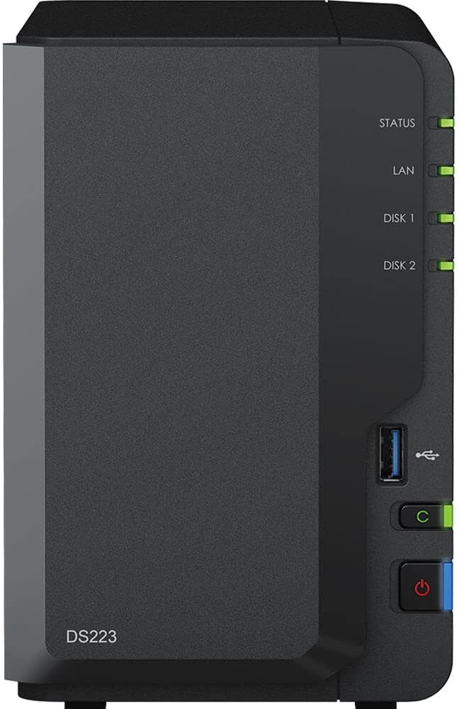 Synology DiskStation DS223 NAS Server with RTD1619B 1.7GHz CPU, 2GB Memory, 4TB SSD Storage, 1 x 1GbE LAN Port, DSM Operating System