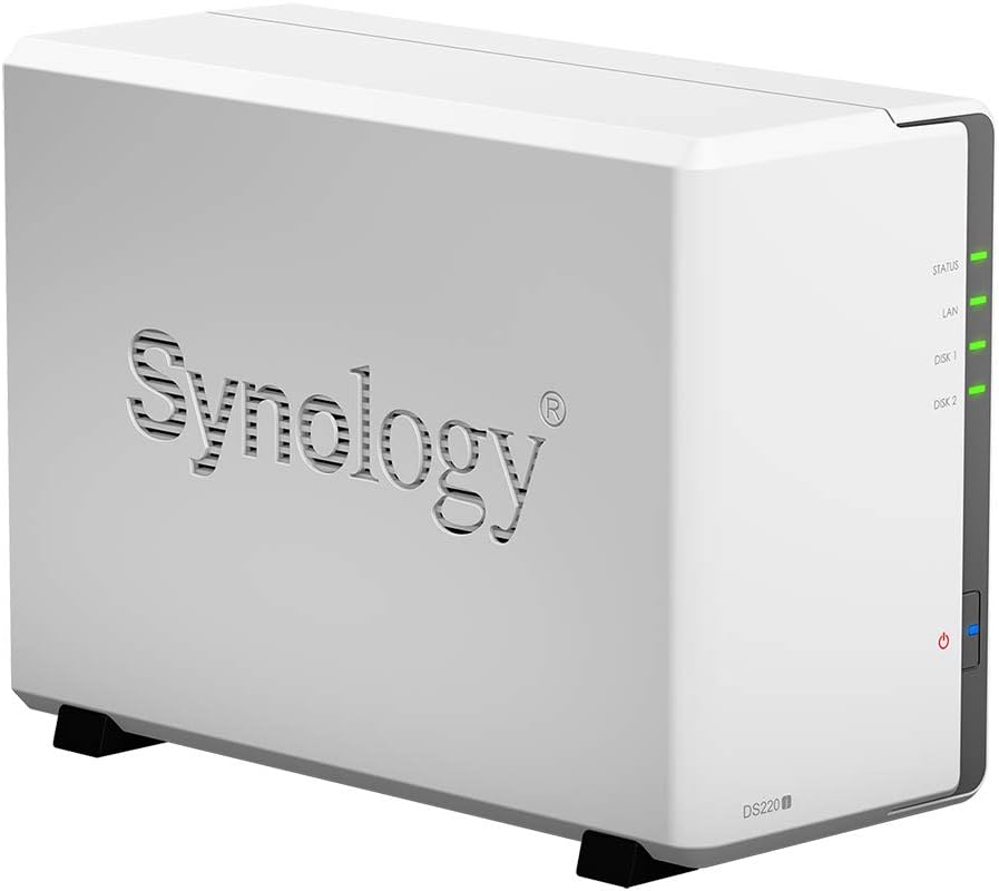 Synology DiskStation DS220j NAS Server with RTD1296 1.4GHz CPU, 512MB Memory, 20TB HDD Storage, 1 x 1GbE LAN Port, DSM Operating System