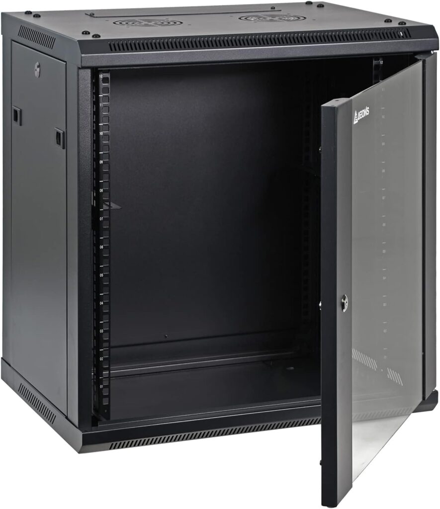 AEONS 12U Professional Wall Mount Network Server Cabinet Enclosure 19-Inch Server Network Rack 16-Inches Deep Black