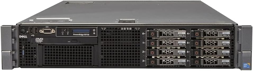 PowerEdge Dell R710 Server, 2X L5520 2.26GHz Quad Core, 32GB RAM, Perc 6i, 2X 300GB SAS (Renewed)