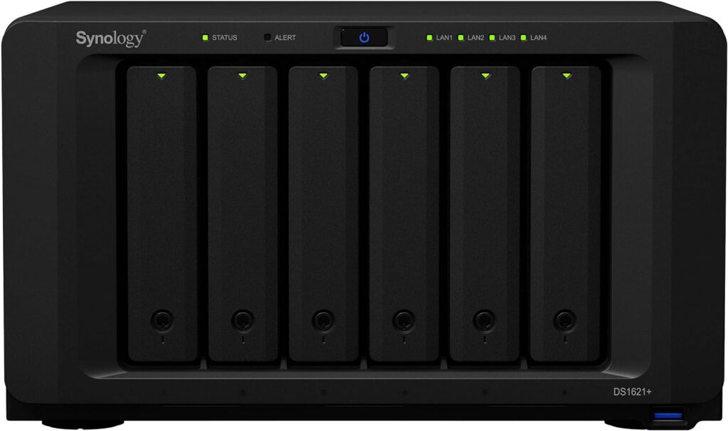 Synology DiskStation DS1621+ NAS Server for Business with Ryzen CPU, 32GB Memory, 12TB SSD Storage, DSM Operating System, iSCSI Target Ready