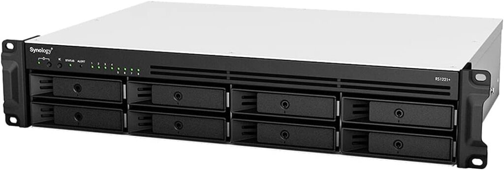 Synology RackStation RS1221+ Rack Mount NAS Server Bundle with Rail Kit, Ryzen CPU, 16GB Memory, 8TB SSD Storage, Synology DSM Operating System, iSCSI Target Ready