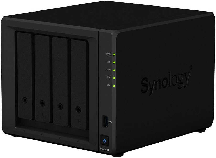 Synology DiskStation DS420+ NAS Server for Business with Celeron CPU, 6GB Memory, 1TB M.2 NVMe SSD, 8TB HDD Storage, DSM Operating System