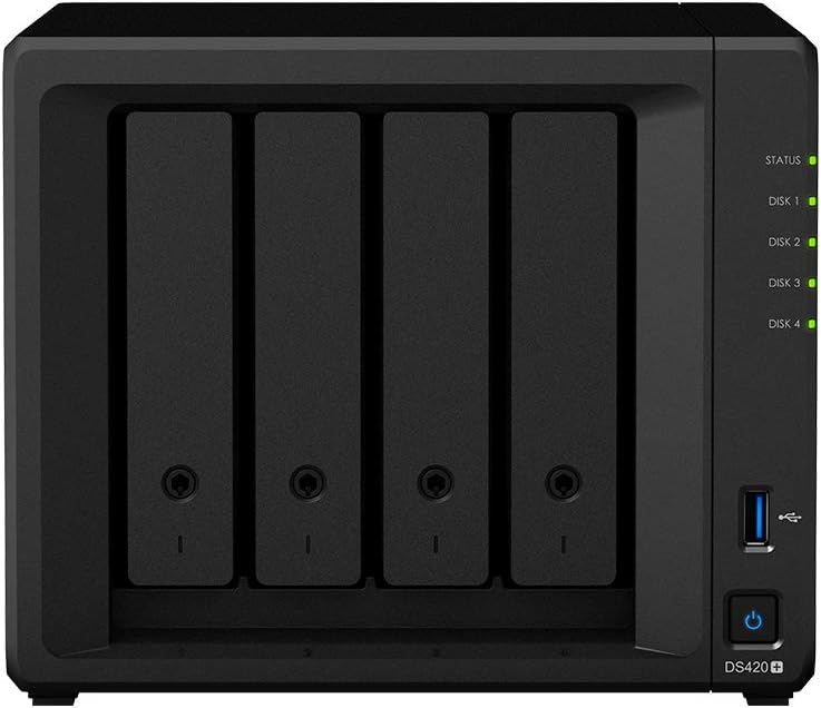 Synology DiskStation DS420+ NAS Server for Business with Celeron CPU, 6GB Memory, 1TB M.2 NVMe SSD, 8TB HDD Storage, DSM Operating System